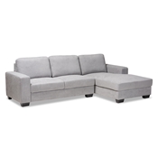 Baxton Studio Nevin Modern and Contemporary Light Grey Fabric Upholstered Sectional Sofa with Right Facing Chaise